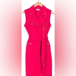 EUC Hot Pink Calvin Klein Moto Faux Wrap Dress